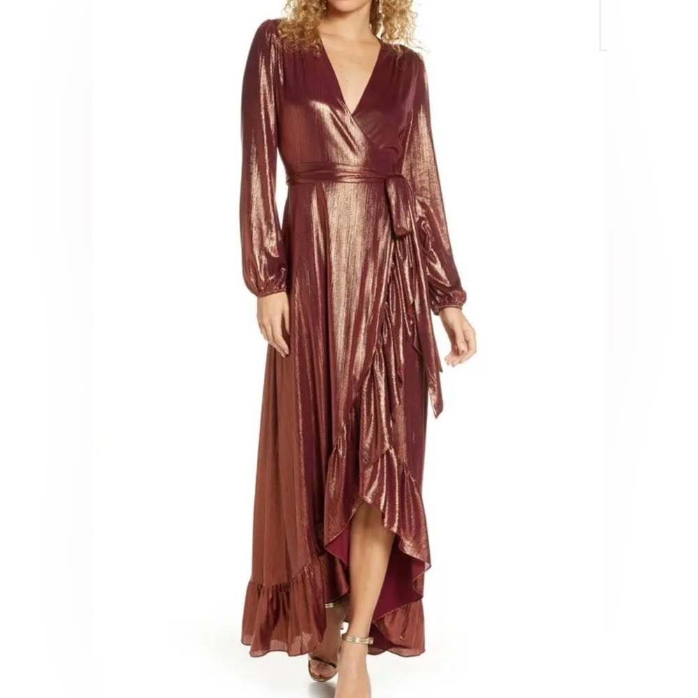WAYF Meryl Long Sleeve Wrap High-Low
Cocktail Dress